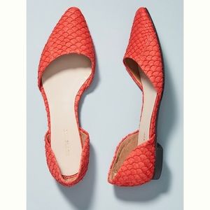 Anthropologie All Black Red Fish City Flats